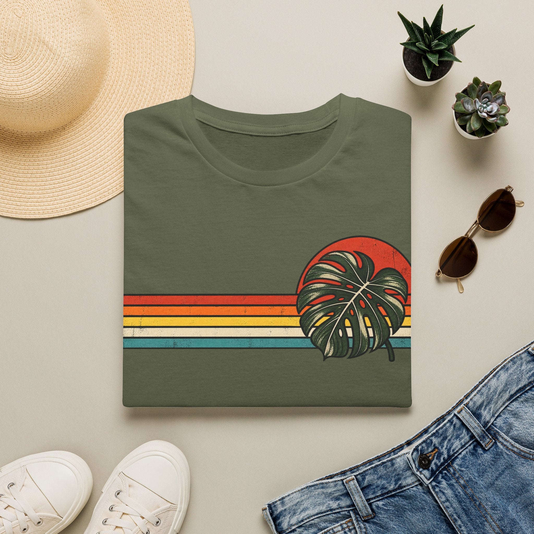 Retro Monstera Leaf T-shirt