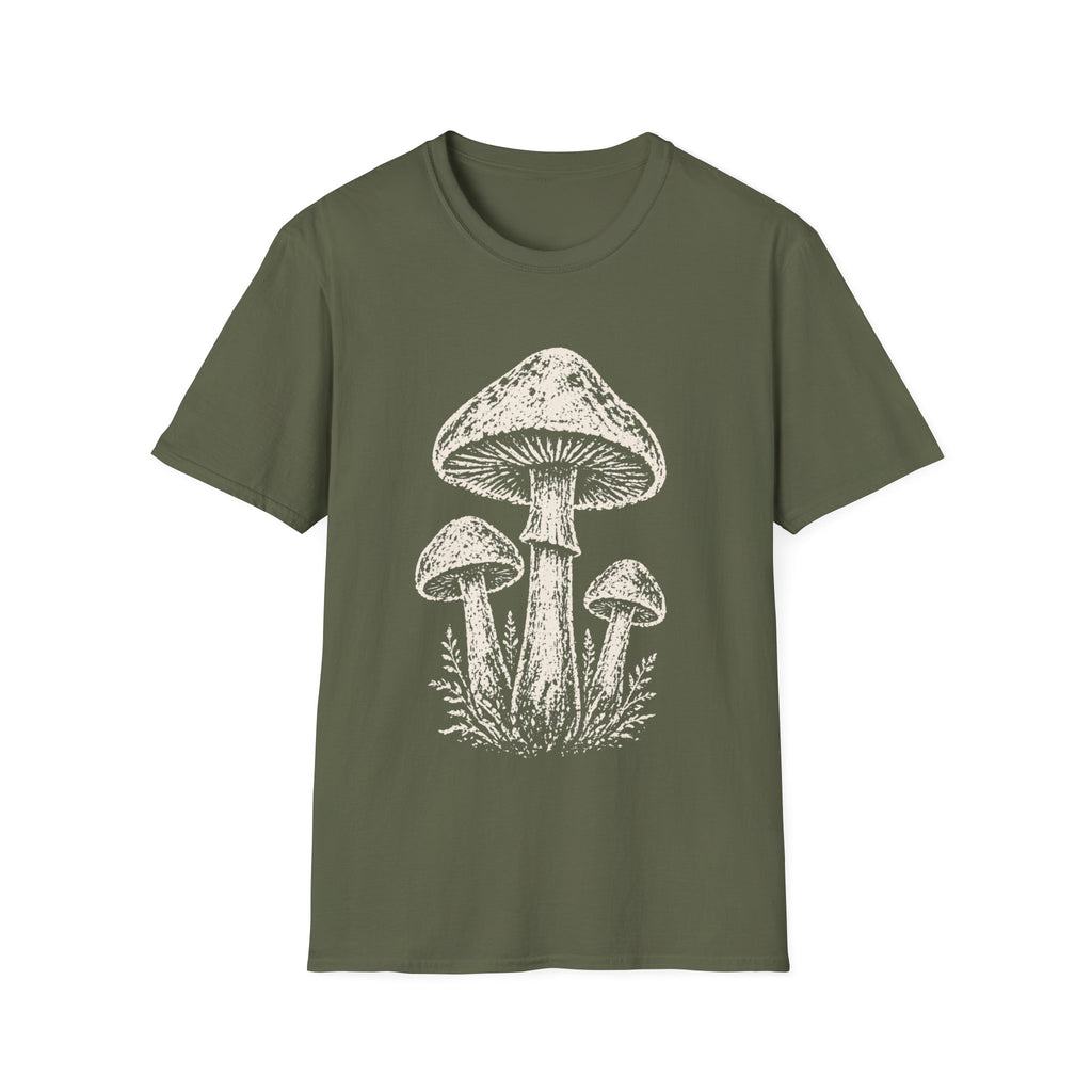 Minimal Linocut Mushroom #2 T-shirt
