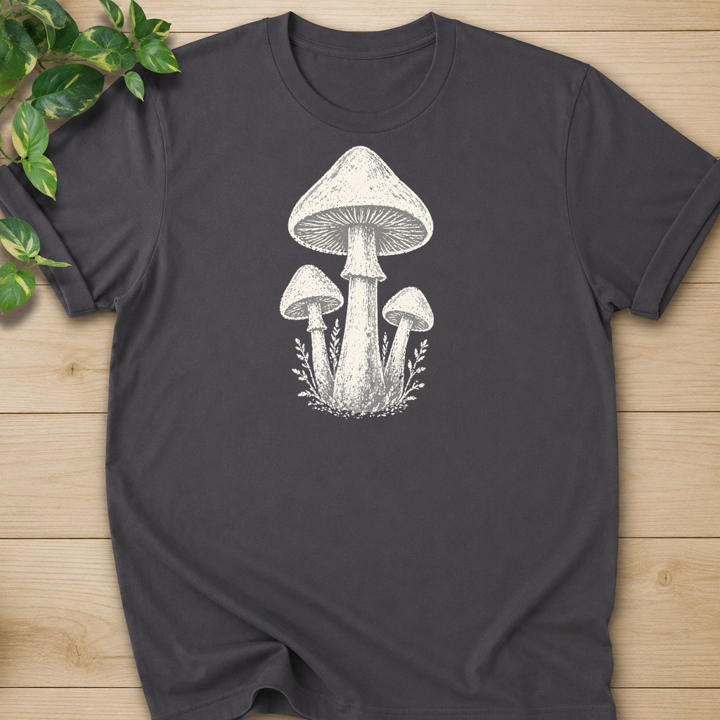 Minimal Linocut Mushroom T-shirt
