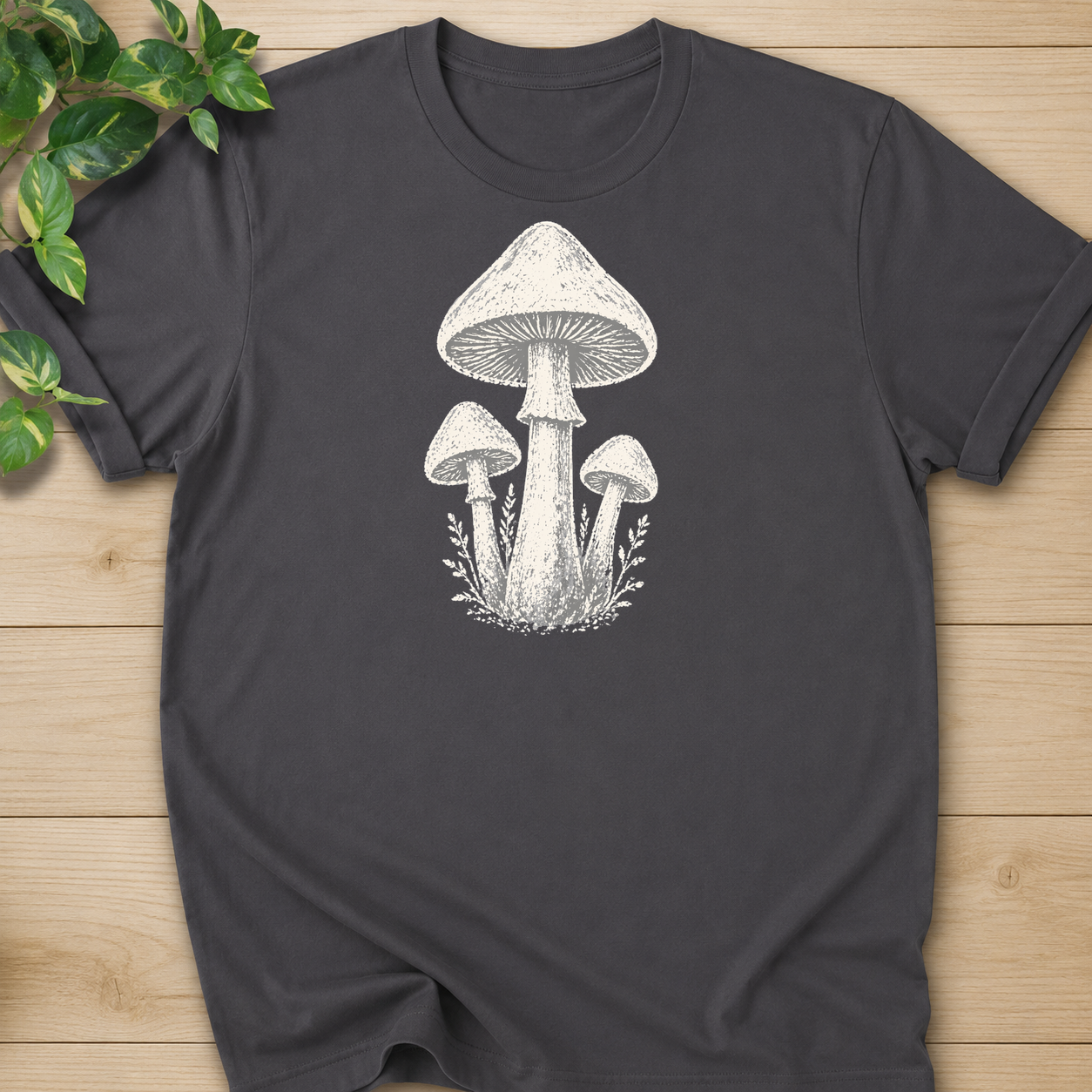 Minimal Linocut Mushroom T-shirt