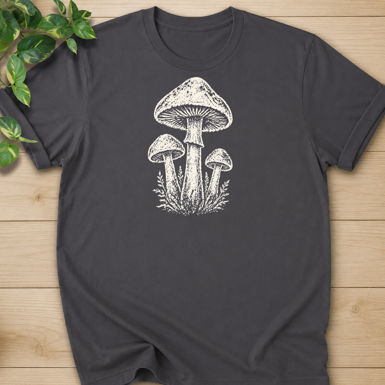 Minimal Linocut Mushroom #2 T-shirt