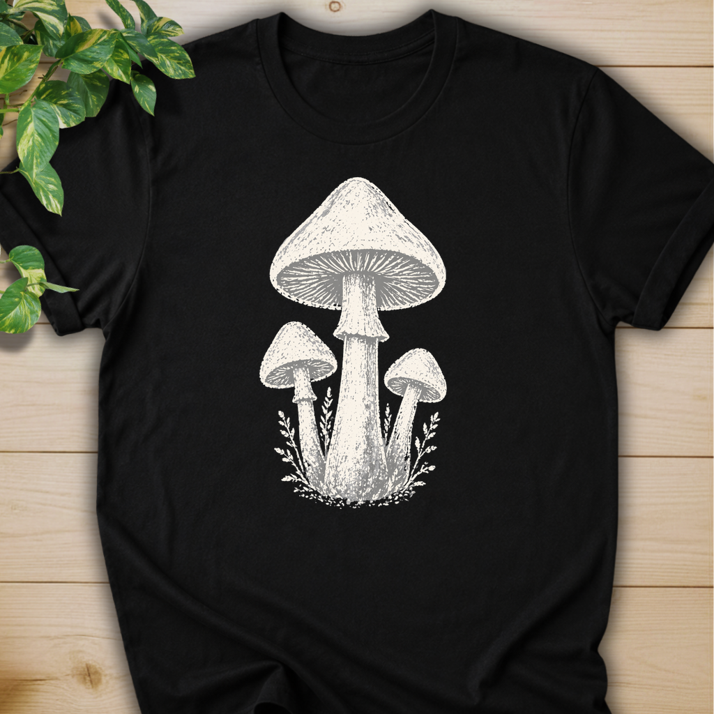 Minimal Linocut Mushroom T-shirt