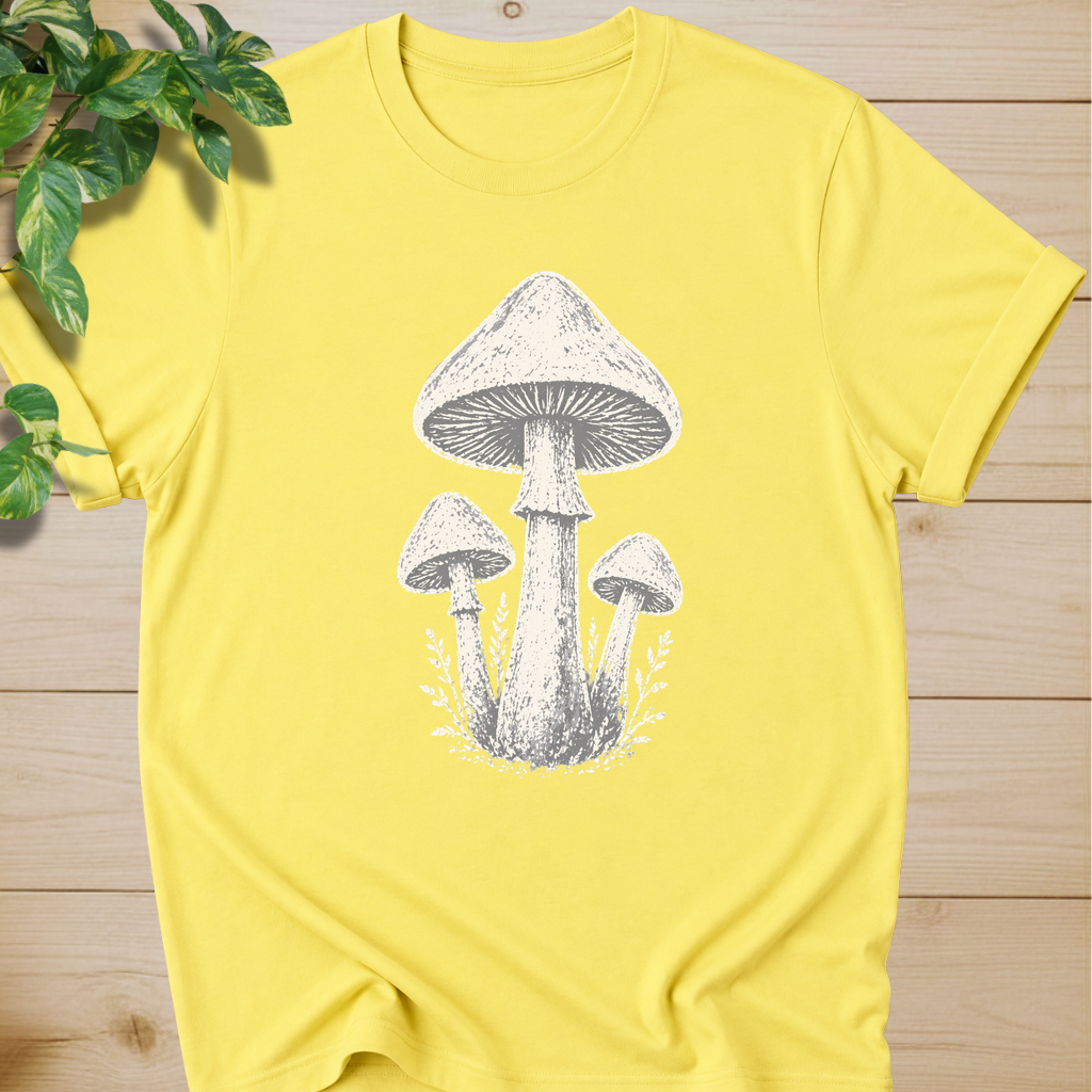 Minimal Linocut Mushroom T-shirt
