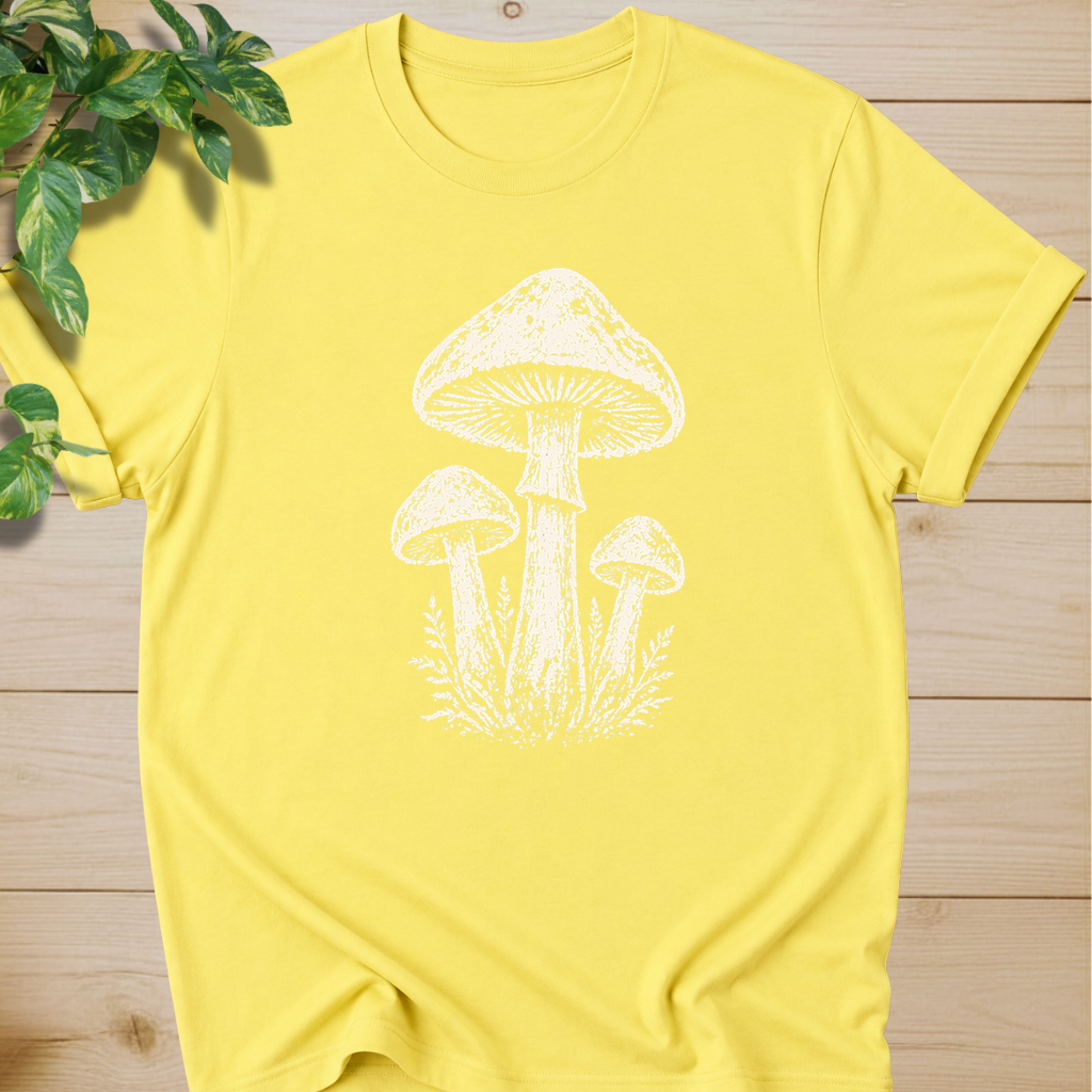 Minimal Linocut Mushroom #2 T-shirt