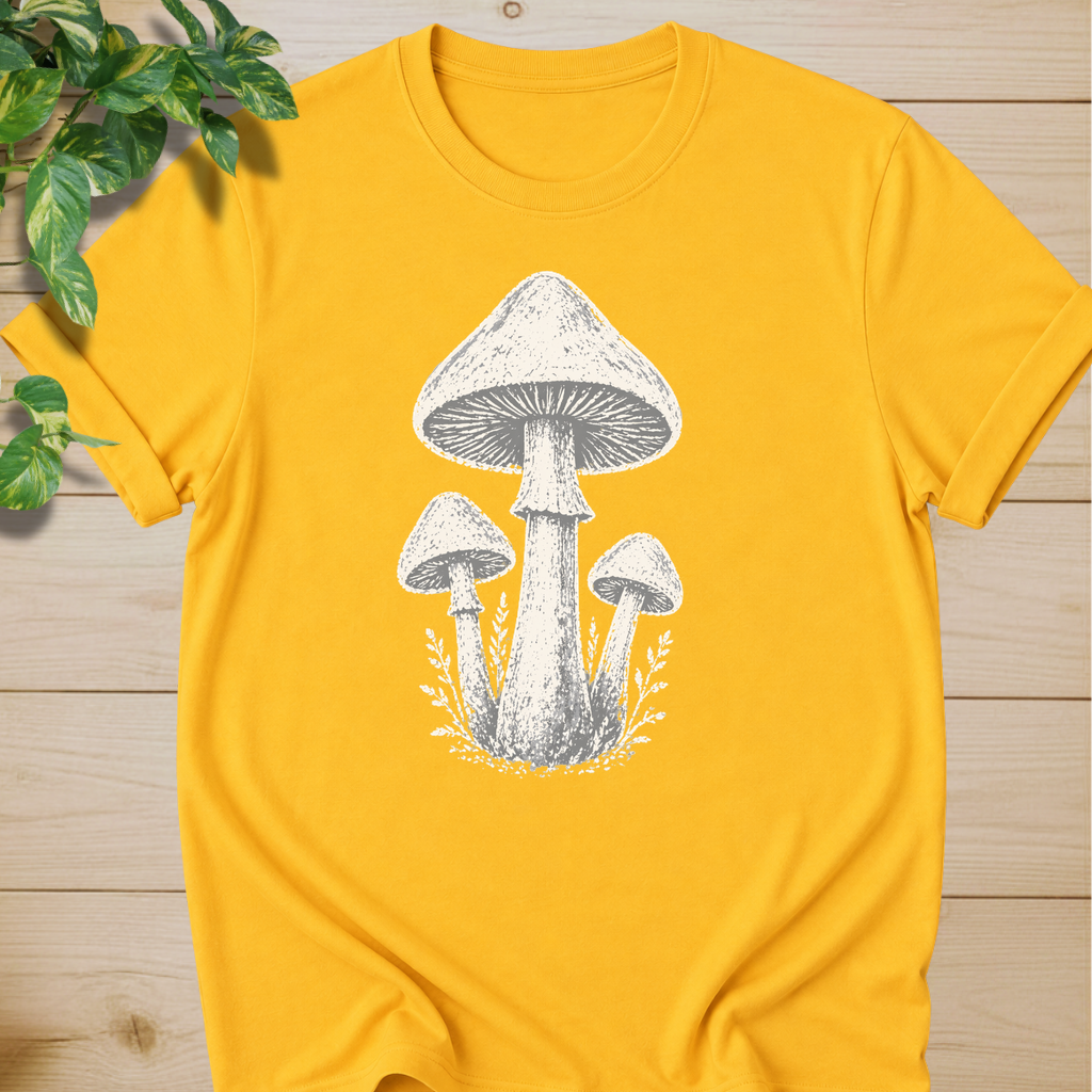 Minimal Linocut Mushroom T-shirt