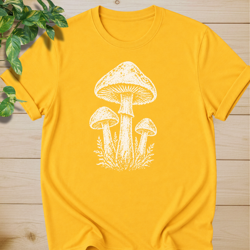 Minimal Linocut Mushroom #2 T-shirt