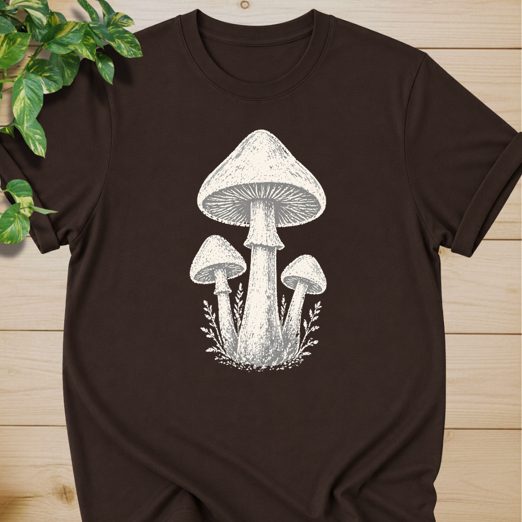 Minimal Linocut Mushroom T-shirt