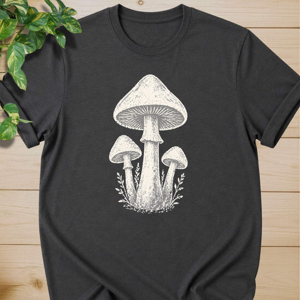 Minimal Linocut Mushroom T-shirt