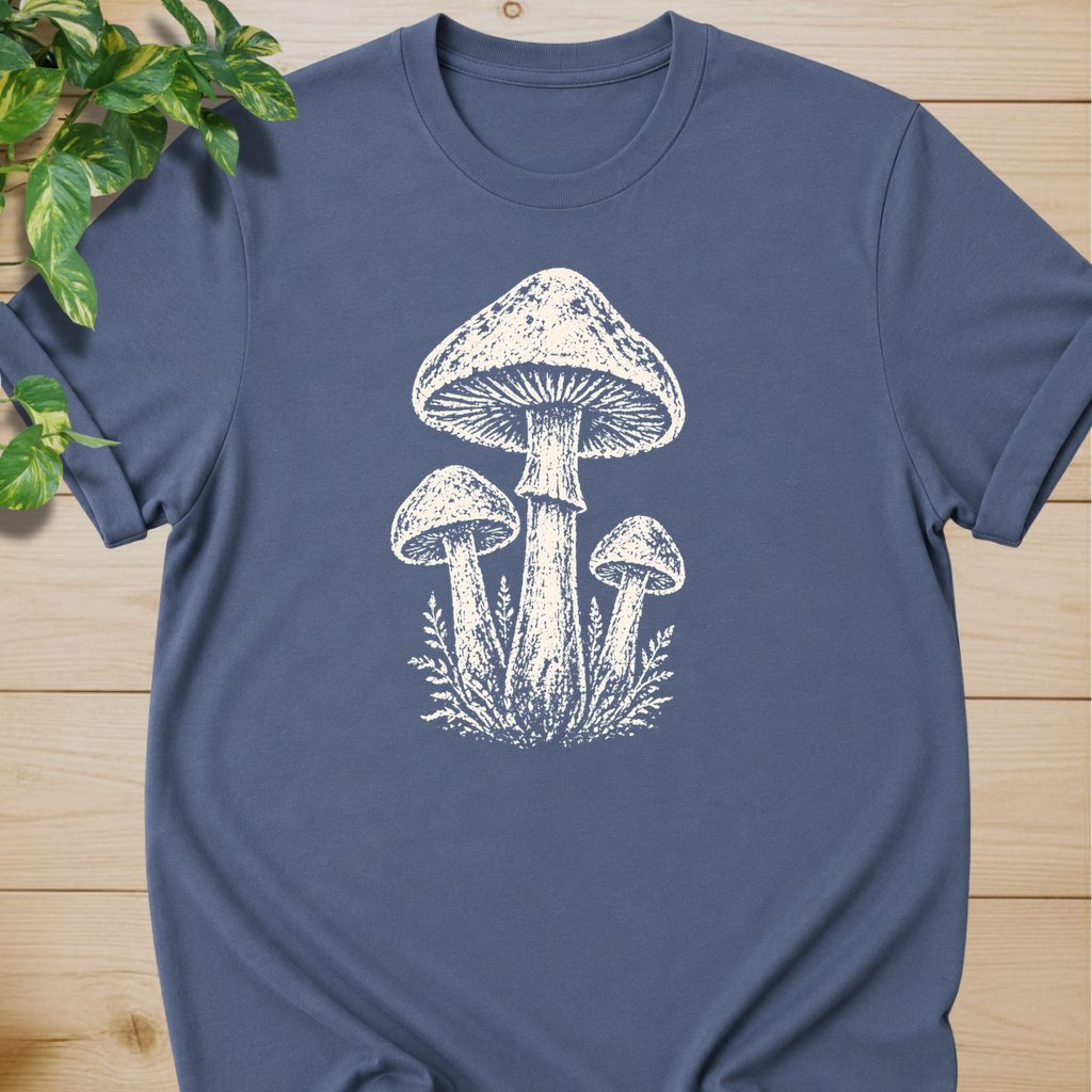 Minimal Linocut Mushroom #2 T-shirt