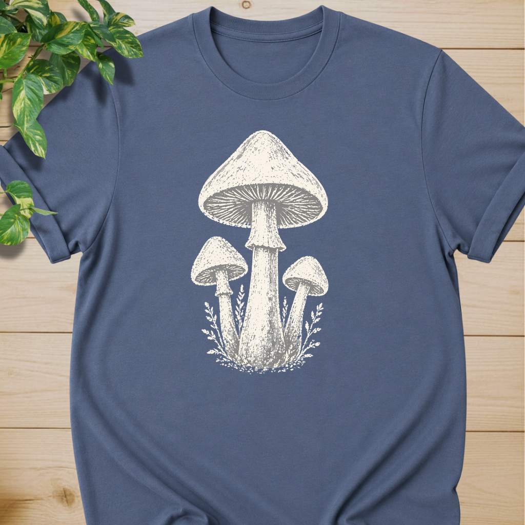 Minimal Linocut Mushroom T-shirt