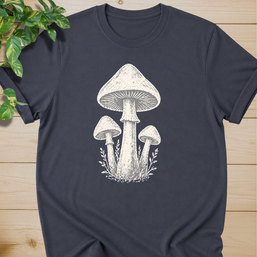 Minimal Linocut Mushroom T-shirt