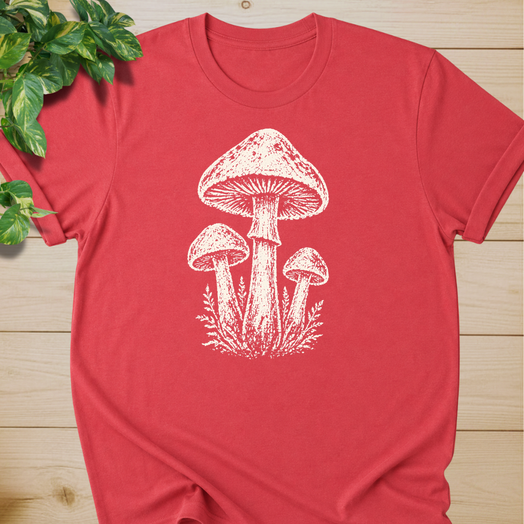 Minimal Linocut Mushroom #2 T-shirt