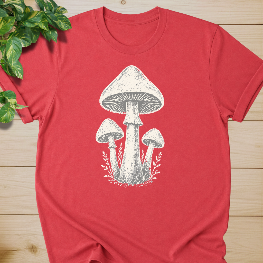 Minimal Linocut Mushroom T-shirt