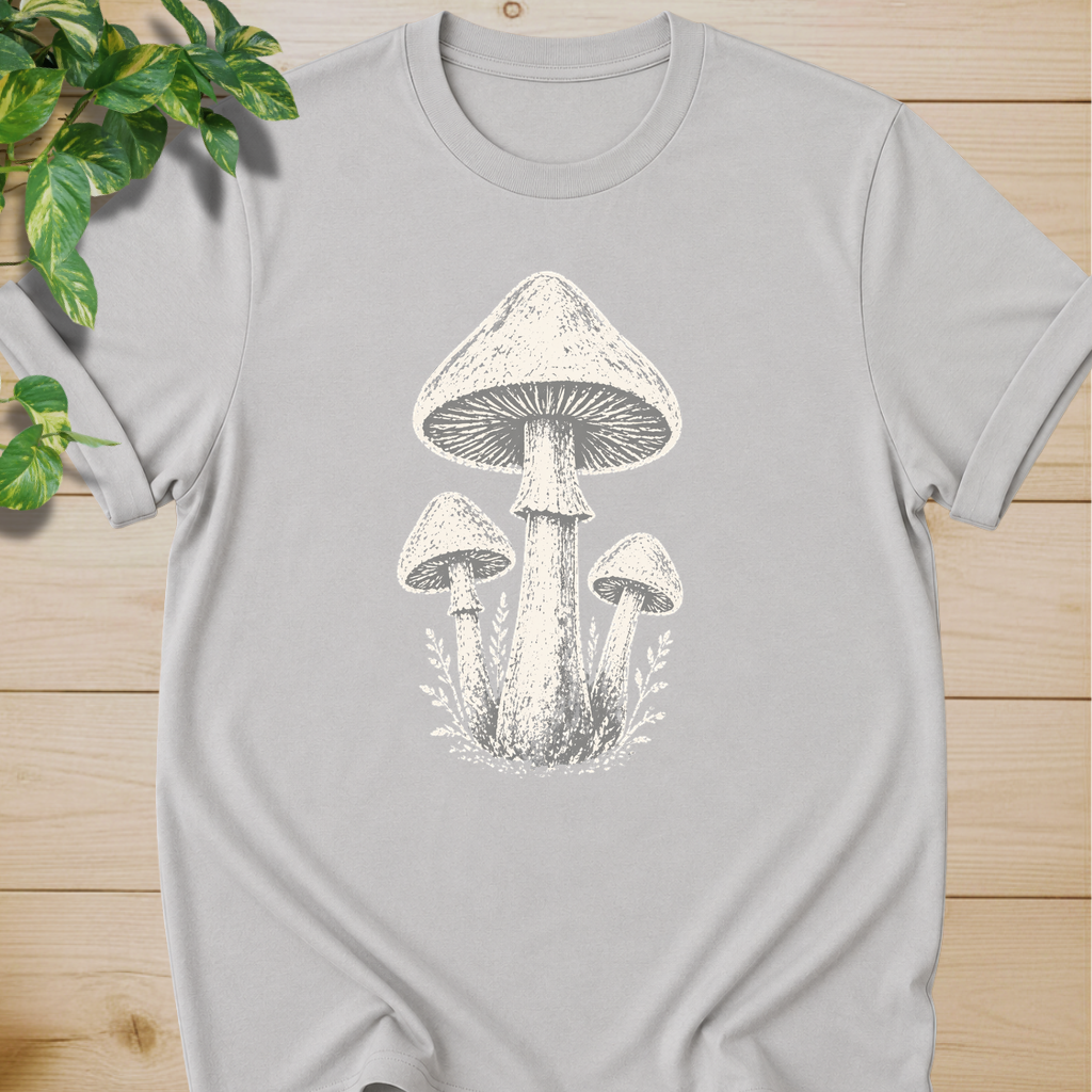 Minimal Linocut Mushroom T-shirt