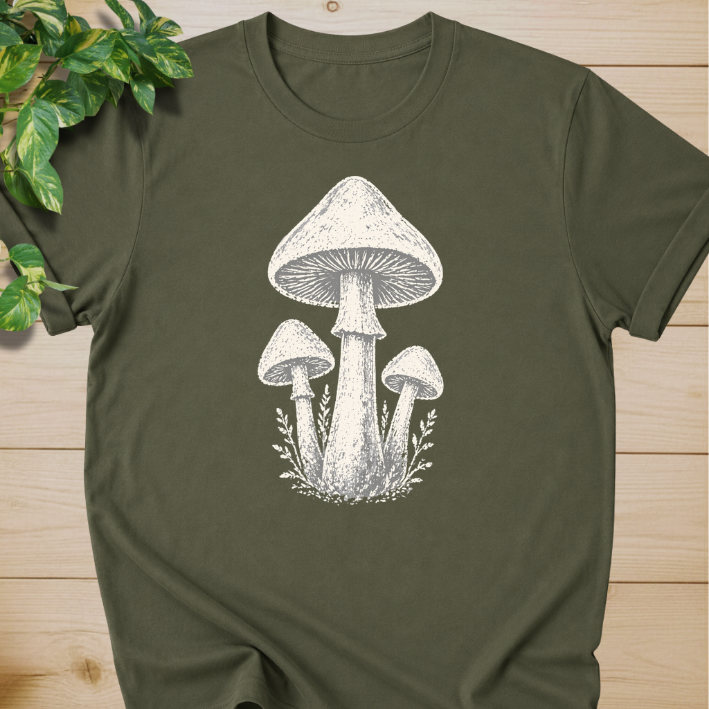 Minimal Linocut Mushroom T-shirt