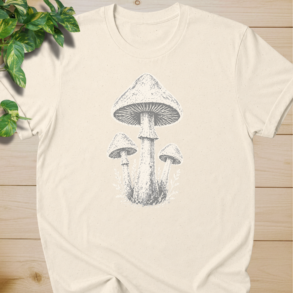 Minimal Linocut Mushroom T-shirt