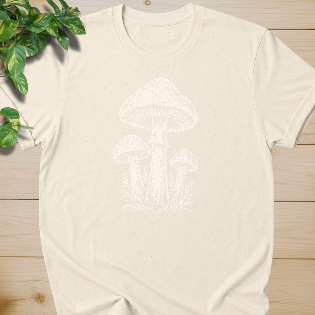 Minimal Linocut Mushroom #2 T-shirt