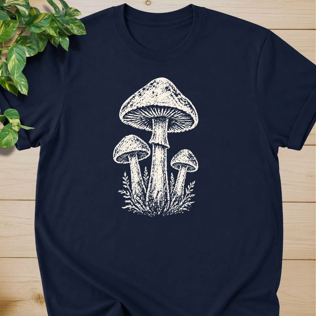 Minimal Linocut Mushroom #2 T-shirt