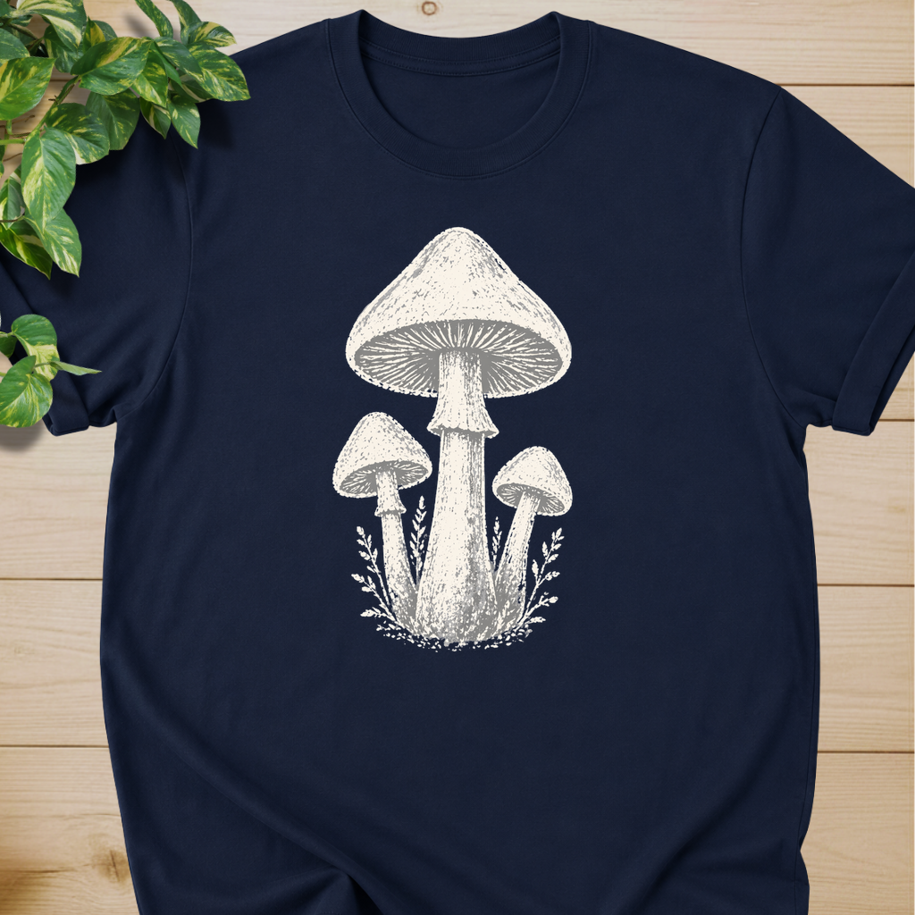 Minimal Linocut Mushroom T-shirt