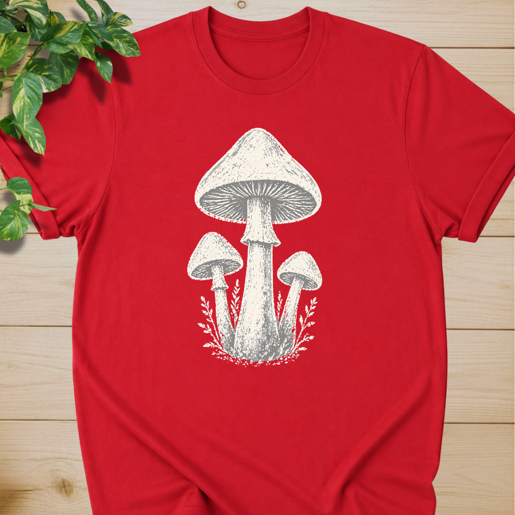 Minimal Linocut Mushroom T-shirt
