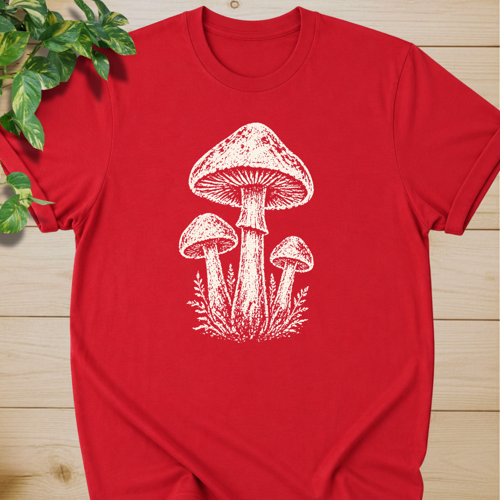 Minimal Linocut Mushroom #2 T-shirt