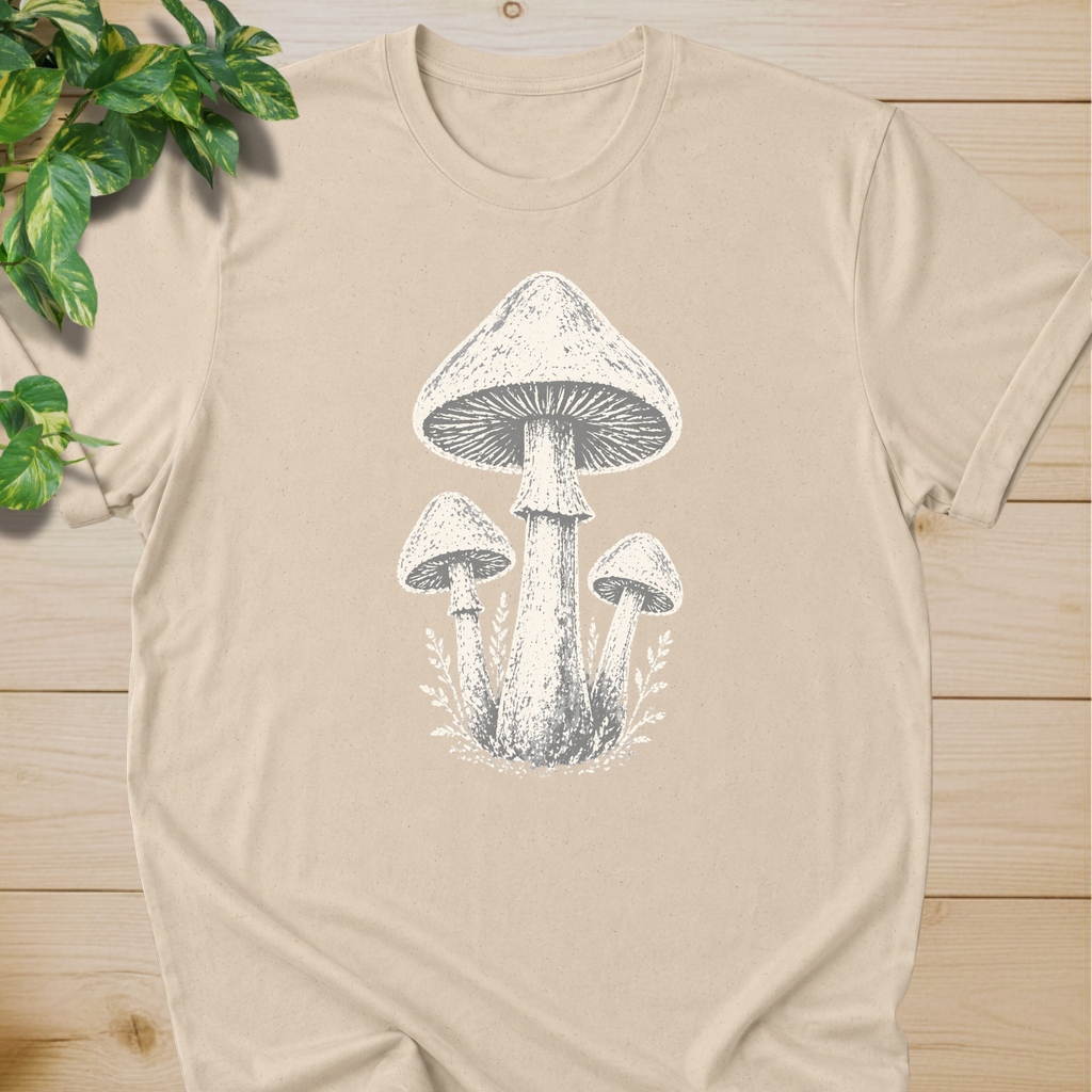 Minimal Linocut Mushroom T-shirt