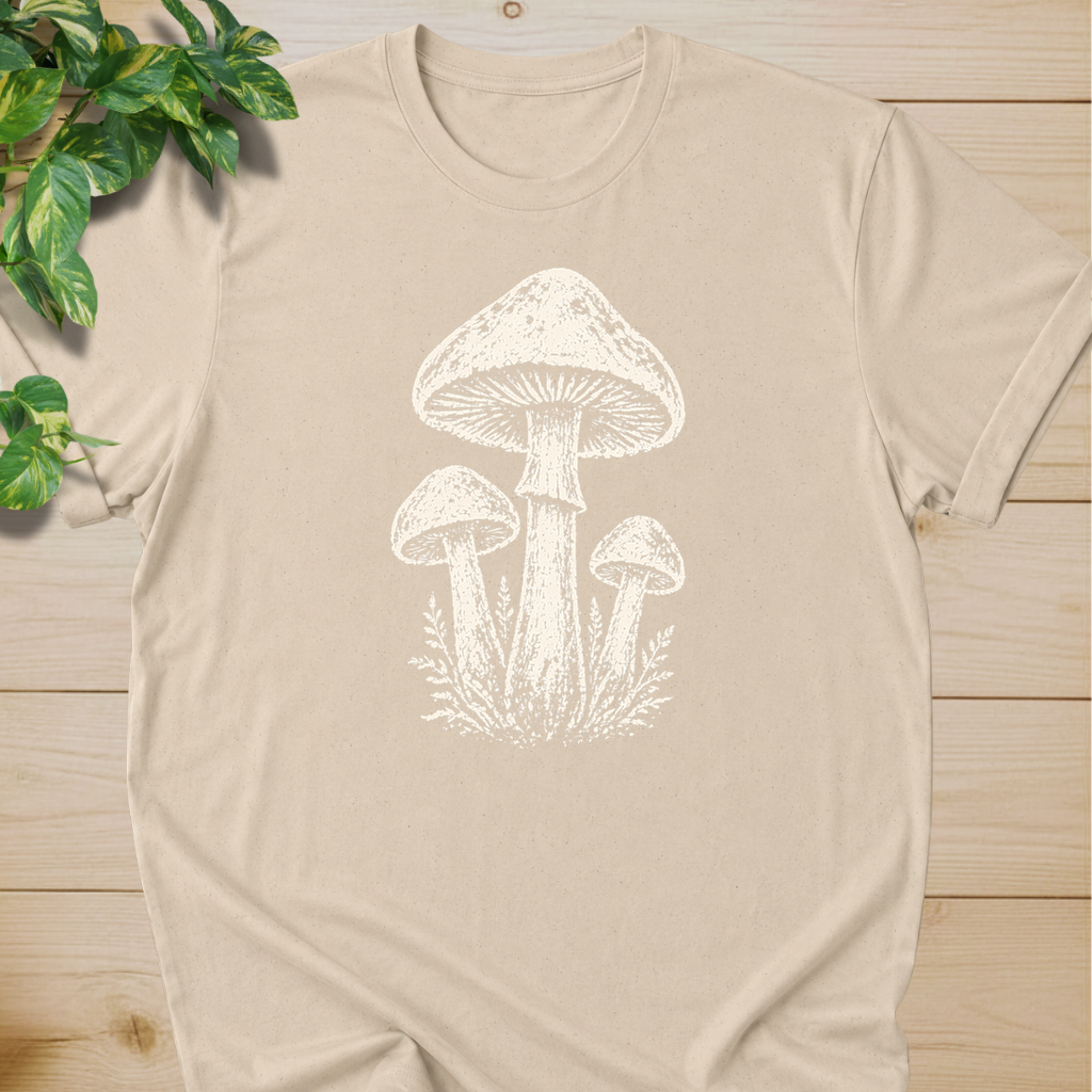 Minimal Linocut Mushroom #2 T-shirt