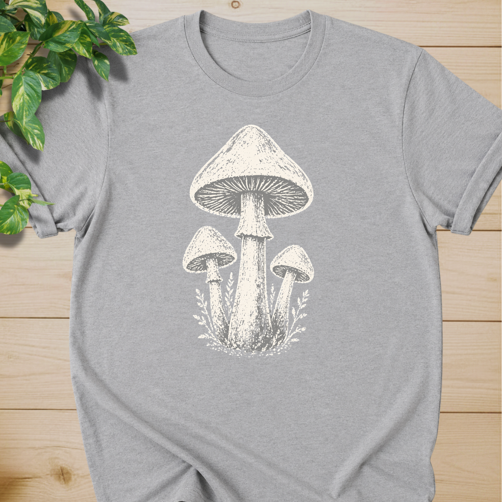 Minimal Linocut Mushroom T-shirt