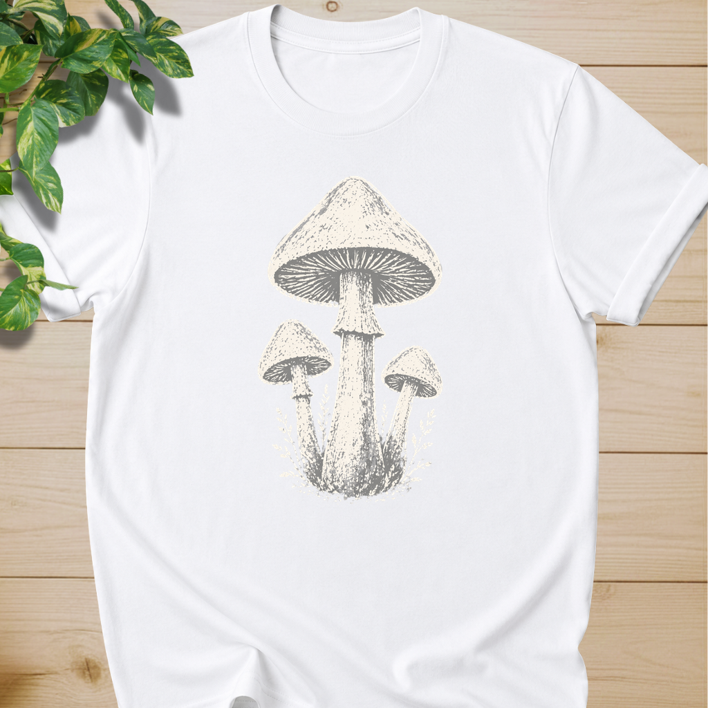 Minimal Linocut Mushroom T-shirt